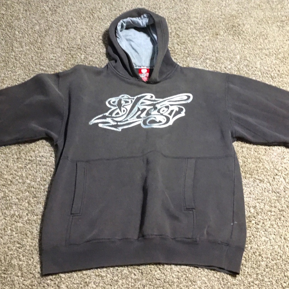 L90s/Y2K JNCO Silver Script Spellout Hoodie Vintage